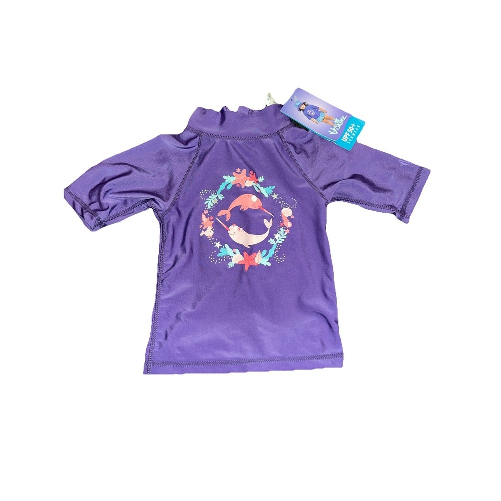 NWT UV Skinz Purple Narwhal Rash Guard Girls US Size 2T ; UPF 50+